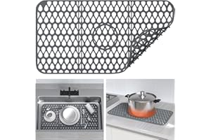 TOOVEM A FAMILY OF MANUFACTURERS Toovem Sink Protectors - 26''x14'' Silicone Sink Mats, Foldable No-Slip Grid for Stainless Steel and Porcelain Sinks