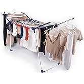 Leifheit 81516 Pegasus 200 Solid Comfort Laundry Dryer | Stable parallel legs for indoor/outdoor use, 107 cm wings for long laundry, peg bag, 2 small-item holders, 5 hanger holders