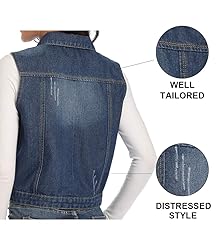 WUDODO Womens Classic Denim Vest Jacket Button Up