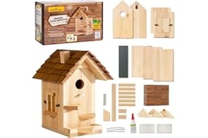 CEDAR ALPHA Premium Wooden Bird House Kit - Bluebird House for Outside - Build it Yourself Birdhouse Kits for Adults to Build - Woodworking Adult Crafts & DIY - Pole Mountable - Easy Open for Cleaning