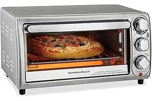 Hamilton Beach 4-Slice Toaster Oven with 5 Cooking Modes (Bake, Broil, Keep Warm Toast & Bagel) with Stay On & Auto Shutoff, 
