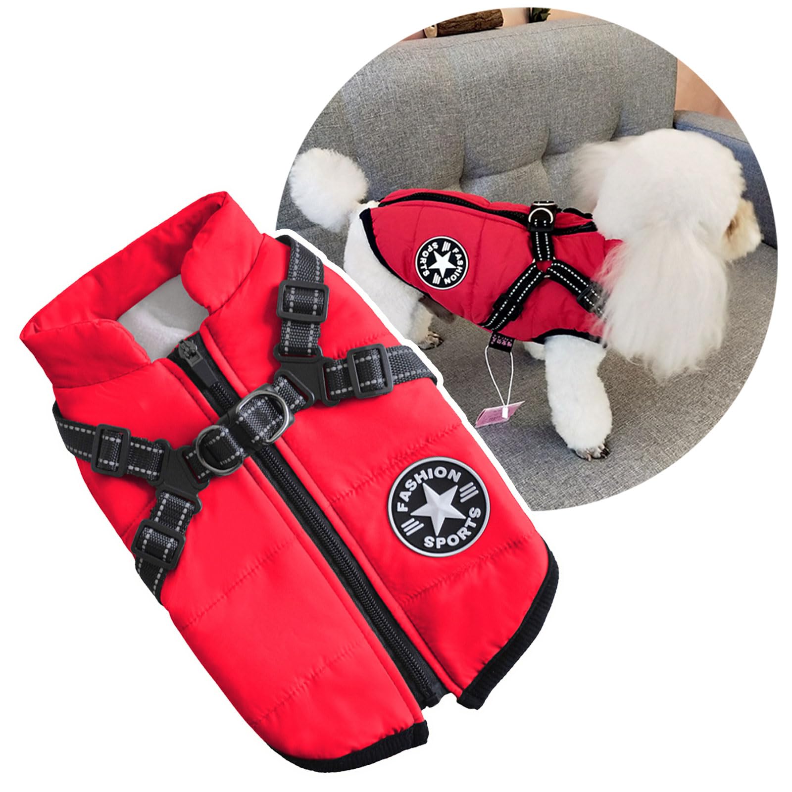 Dog Winter Coat Harness, Outdoor Warm Small Dog Jacket, Cold Weather Padded Dog Vest Apparel Clothes for Cats Puppy Small Dogs โ image 1
