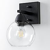 Ruibutrade Bathroom Light Fixtures, 1-Light Matte Black Vanity Light with Hand-Blown Globe Glass Shade, High Clarity & Durabl