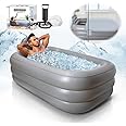 INFLATOAST Portable Bathtub Adult,Ice Bath Tub For Athletes,Inflatable Bathtub Including Air Pump,Easy To Inflate＆Drainage,Cold Plunge Tub,Portable Tub For Home SPA,Hot Bath＆Ice Bath (light grey)