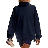 Sujama Mock Neck Sweatshirt Women Oversized Fleece Long Sleeve Turtleneck Tops Mockneck Sweatshirt 2026 Casual Pullover