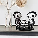 YOWOY Sugar Skull Couple Statue, Sugar Skull Figurine,Resin Crafts Sugar Skull Decor,Skull Head Skeleton Figurine Statue Display Hand Crafts,Home Decor Collectible Figurines (Family)