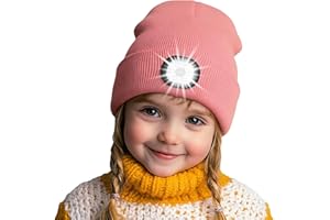 AONYIYI Beanie with Light for Kids,USB Rechargeable Hat for Boys & Girls,Hands-Free Winter Hat for Outdoor Activities