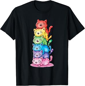 Gay Pride Month Ally Cat Funny LGBTQ Rainbow Men Women Kids T-Shirt