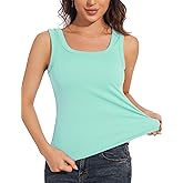 UQOIIL Womens Ribbed Tank Tops Plain Summer Scoop Neck Basic Slim Fitted Sleeveless Camis(S-2XL)