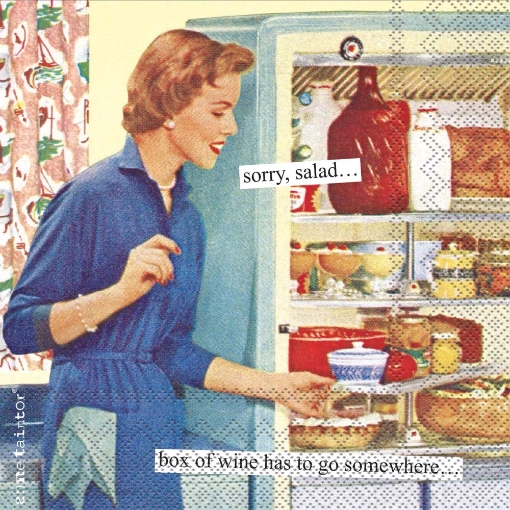 Boston International C817700 Anne Taintor Cocktail Beverage Paper Napkins, Box of Wine