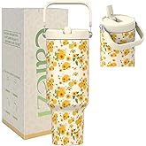 Cafezi 40oz Tumbler with Handle and Straw, Vacuum Insulated Tumblers with Flip Straw and Top Handle, Reusable Insulated Cup for Home, Outdoors, Leakproof, Fits in Cup Holder, Cold for 30 Hours