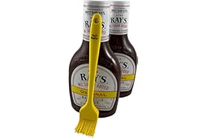 BBQ Sauce Bundle Includes (2) 18.5 oz Containers Of Ray's No Sugar Added Barbecue Sauce and 1 Silicone FoxFyr Basting Brush (Top-Shelf Dishwasher Safe) - Professional-Grade Flavor!