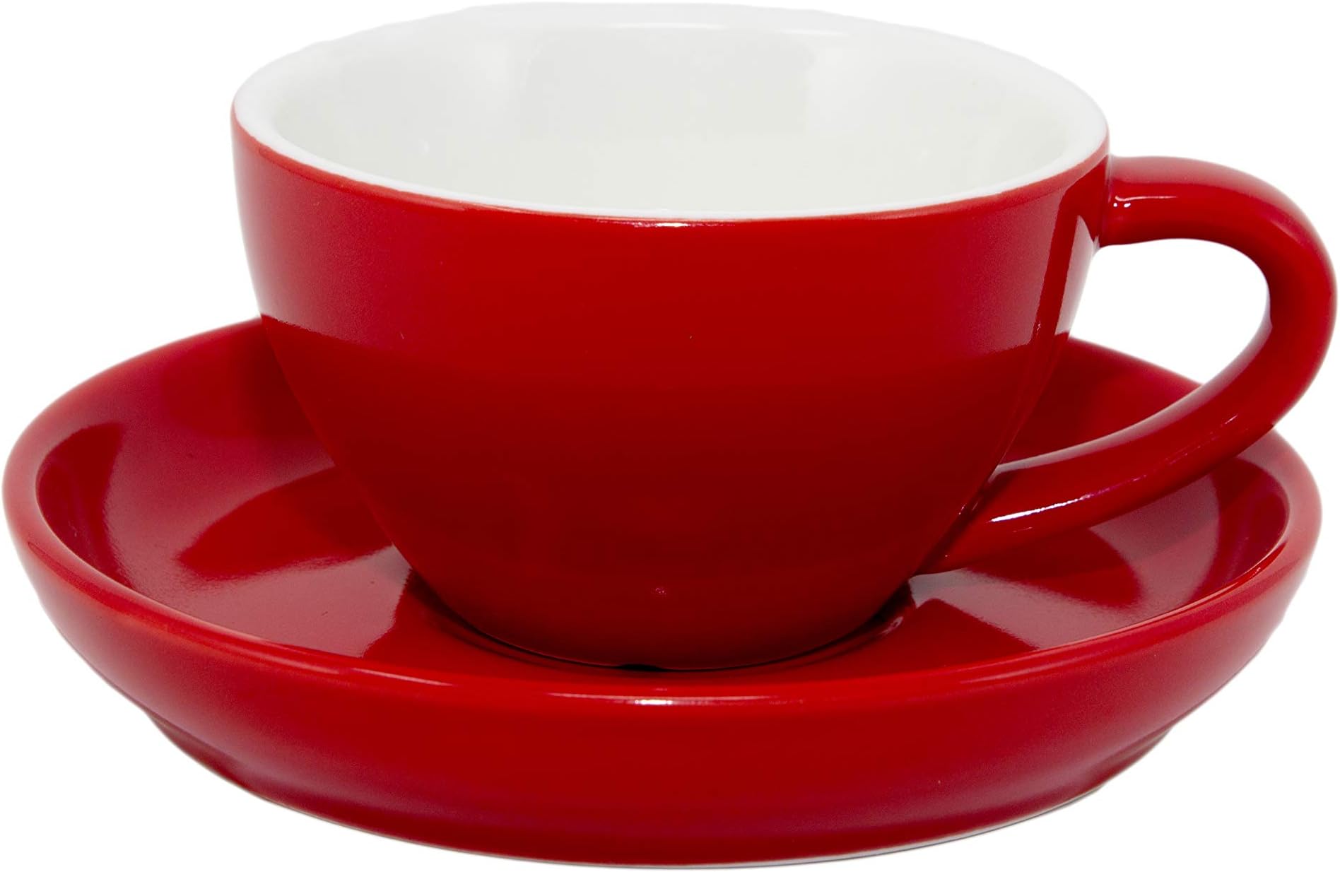 Cappuccino Cup and Saucer,Durable Porcelain 8 Ounce Capacity for Specialty Coffee Drinks, Latte, Cafe Mocha (Red, 1)
