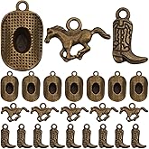 Hmjpng 60pcs Antique Bronze Western Themed Cowboy Charms Tibetan Alloy Western Cowboy Hat Boot Horse Pendants Charms for DIY Bracelet Necklace Earrings Jewelry Making
