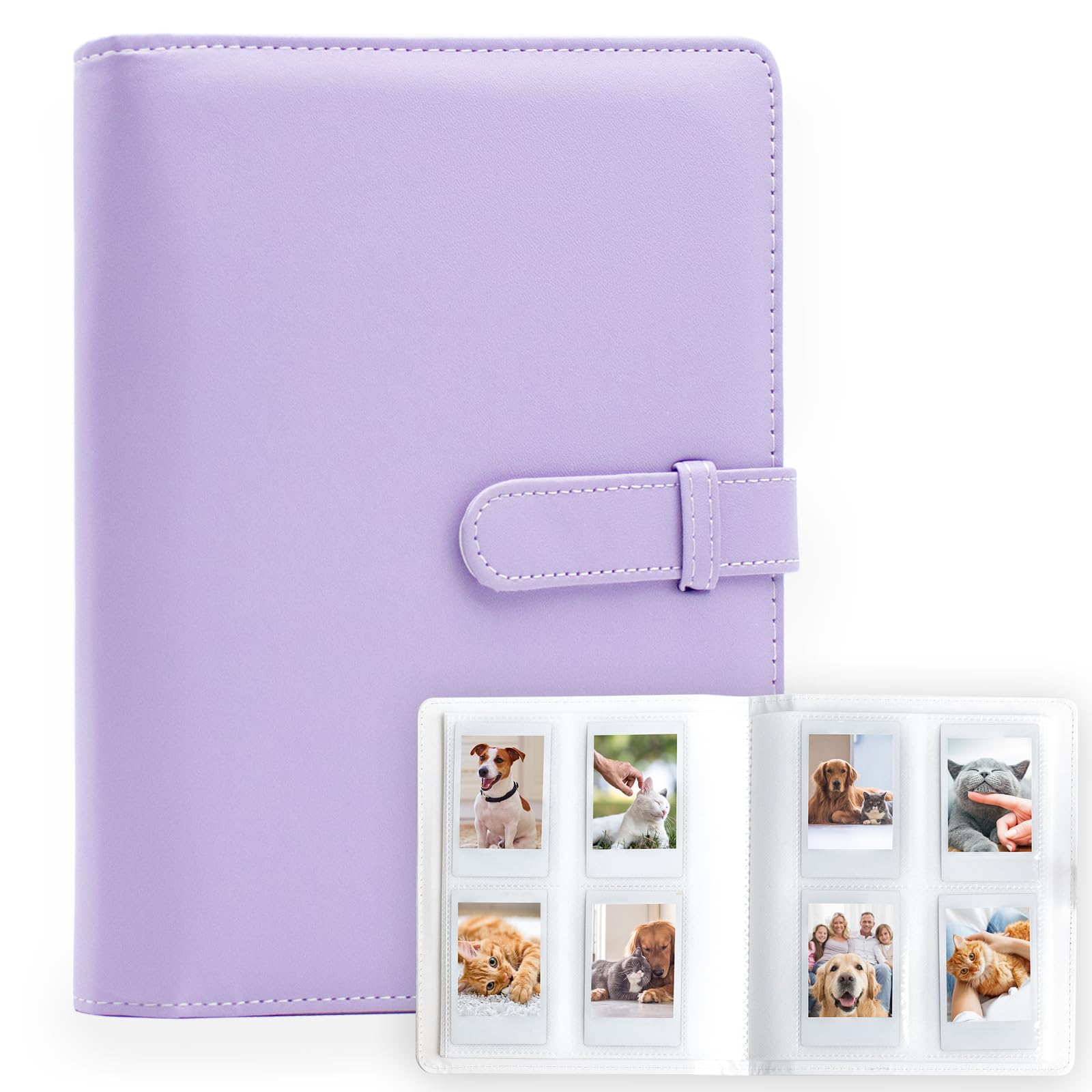 Photo 1 of 128 Pockets Mini Photo Album for Fujifilm Instax Mini Camera, Polaroid Snap, Z2300, SocialMatic Instant Cameras & Zip Instant Printer (Purple)
