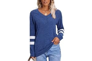 MixShe Womens Tops Fall Fashion Sweatshirt for Women Sweaters V Neck Long Sleeve Shirts Trendy Clothes