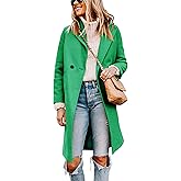 Tanming Women's Notch Lapel Double Breasted Wool Blend Mid Long Pea Trench Coat