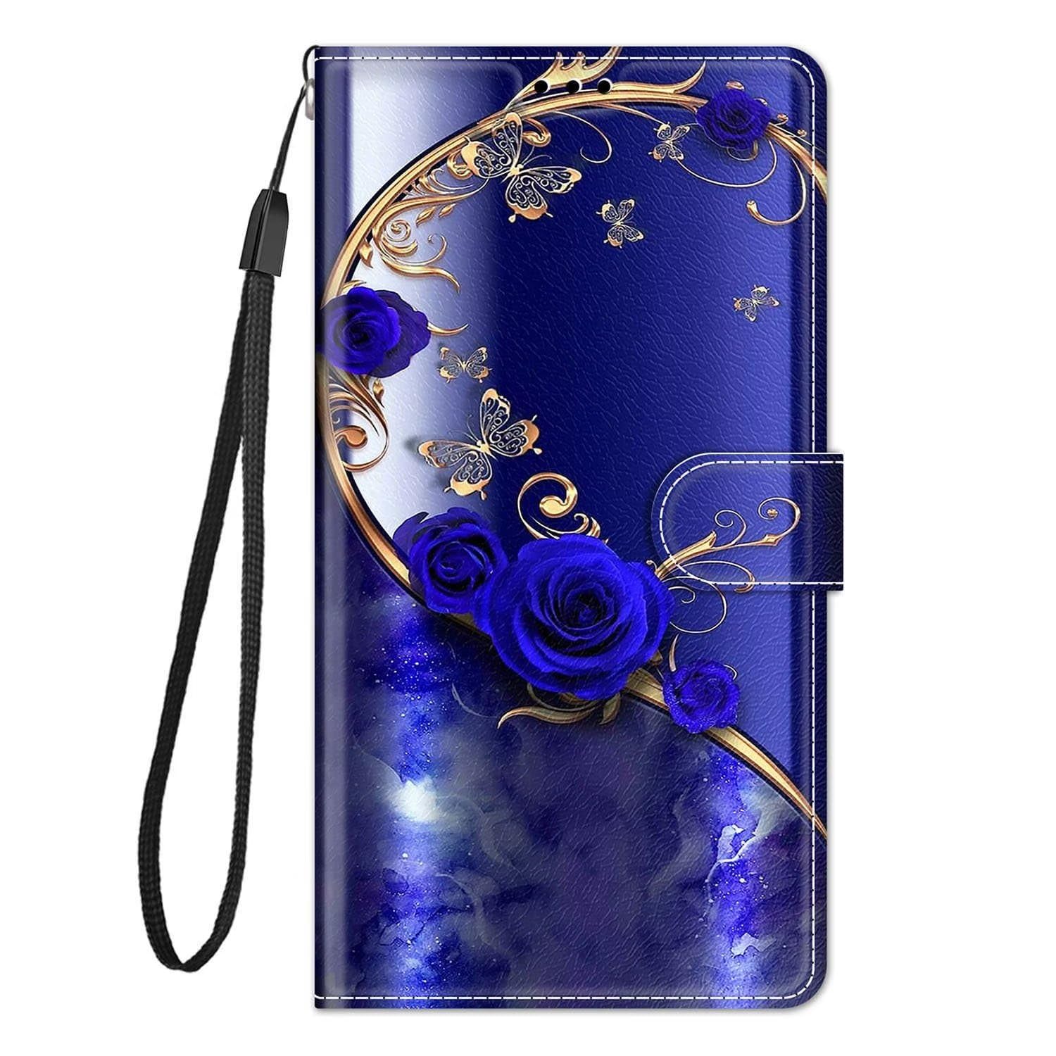 Bnvdfre for Honor X6a Case Flip Wallet Phone Case Shockproof PU Leather Card Holder Magnetic Stand Protector Cover for Honor X6a, Blue Rose