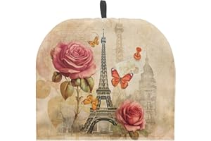 NETILGEN Teapot Cozy Large Tea Cosy Insulation Keep Tea Warm Creative Tea Pot Cozies Teapot Dust Cover Perfect for a Traditional English High Tea Experience, Eiffel Tower Rose Retro