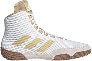 adidas Kids' Tech Fall 2.0 Wrestling Shoes (White/Vegas Gold, 4)