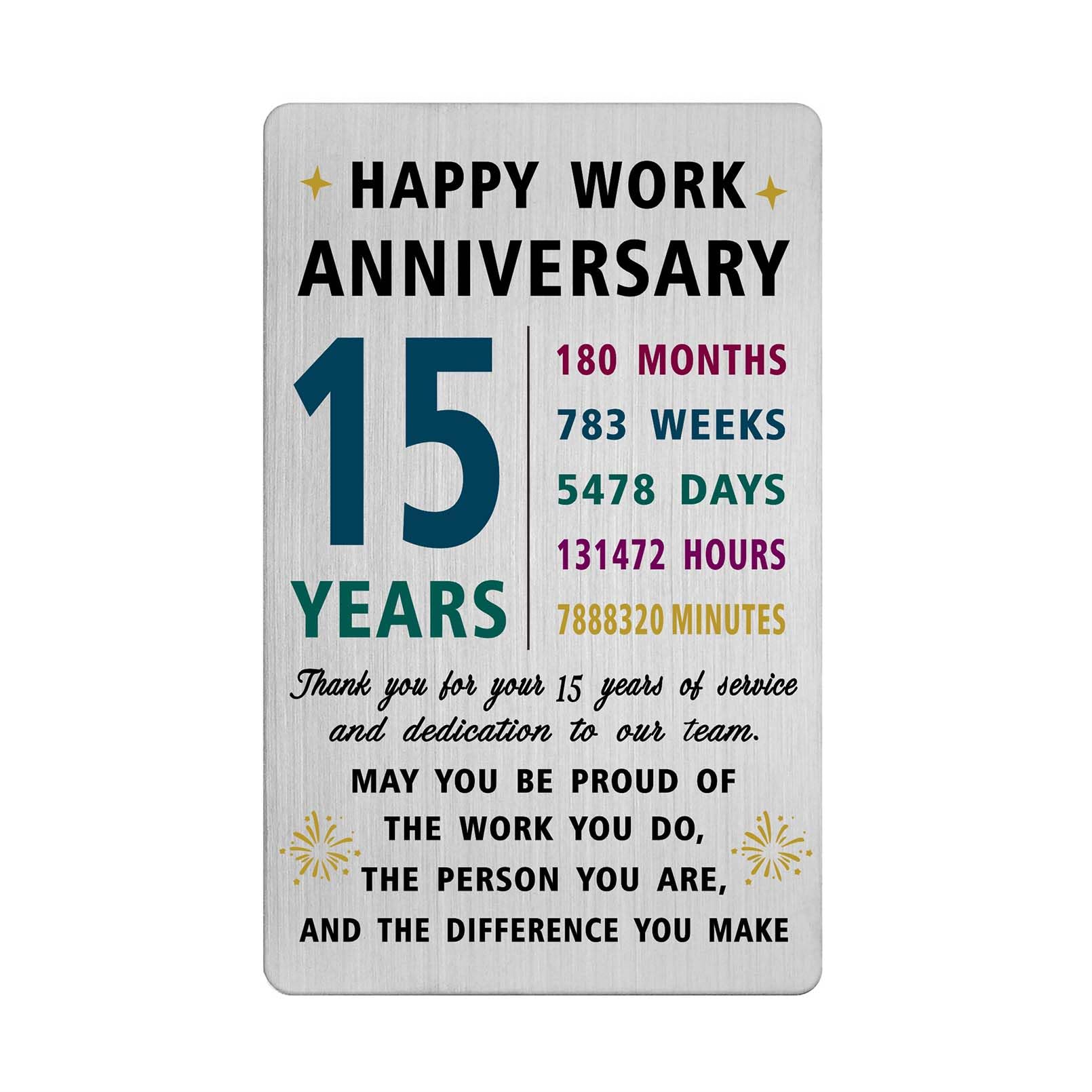 Richesele 15 Year Work Service Card - Thank You 15 Years Work Gift - Happy 15 Years Work Anniversary Employee Appreciation Gifts