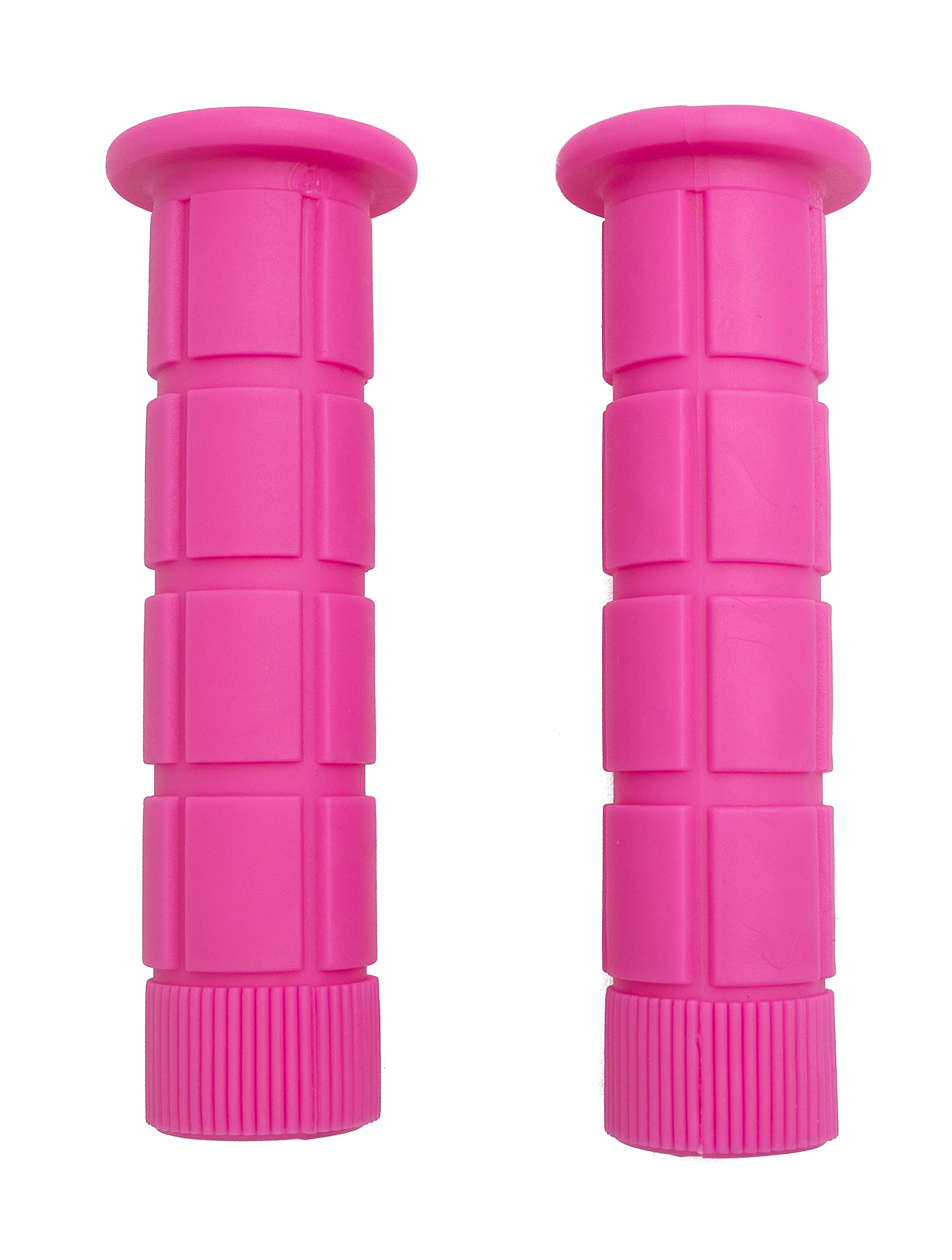 SYSTEM-S Bicycle Grips 2 x Straight Rubber in Pink with Non-Slip Edge Protection
