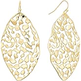 Sylph Large Gold Earrings for Women, Chunky Gold Statement Drop Dangle Earring Maple Leave Ginko Leaf Jewelry Gifts
