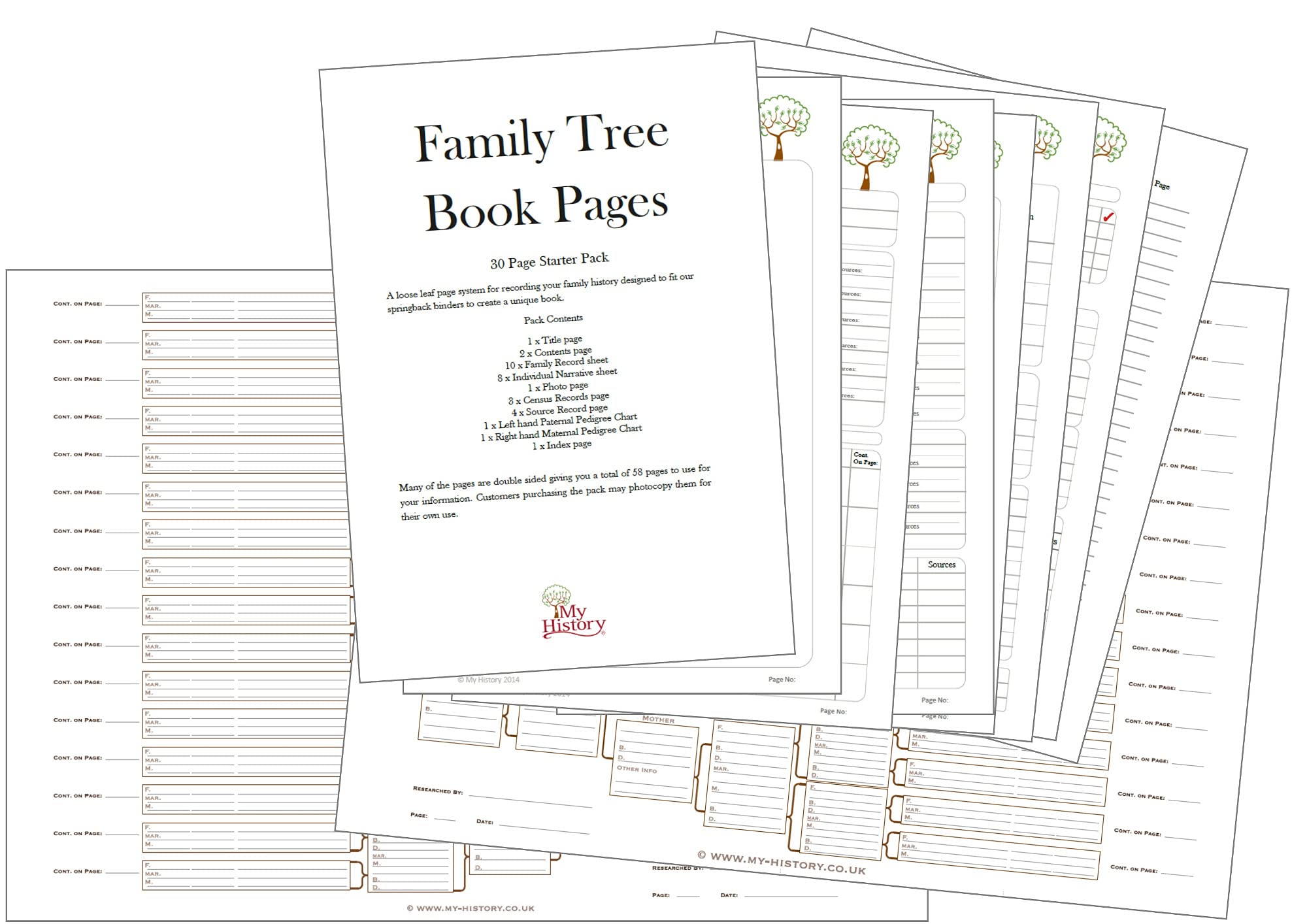 Family Tree Book Page Starter Pack (White)