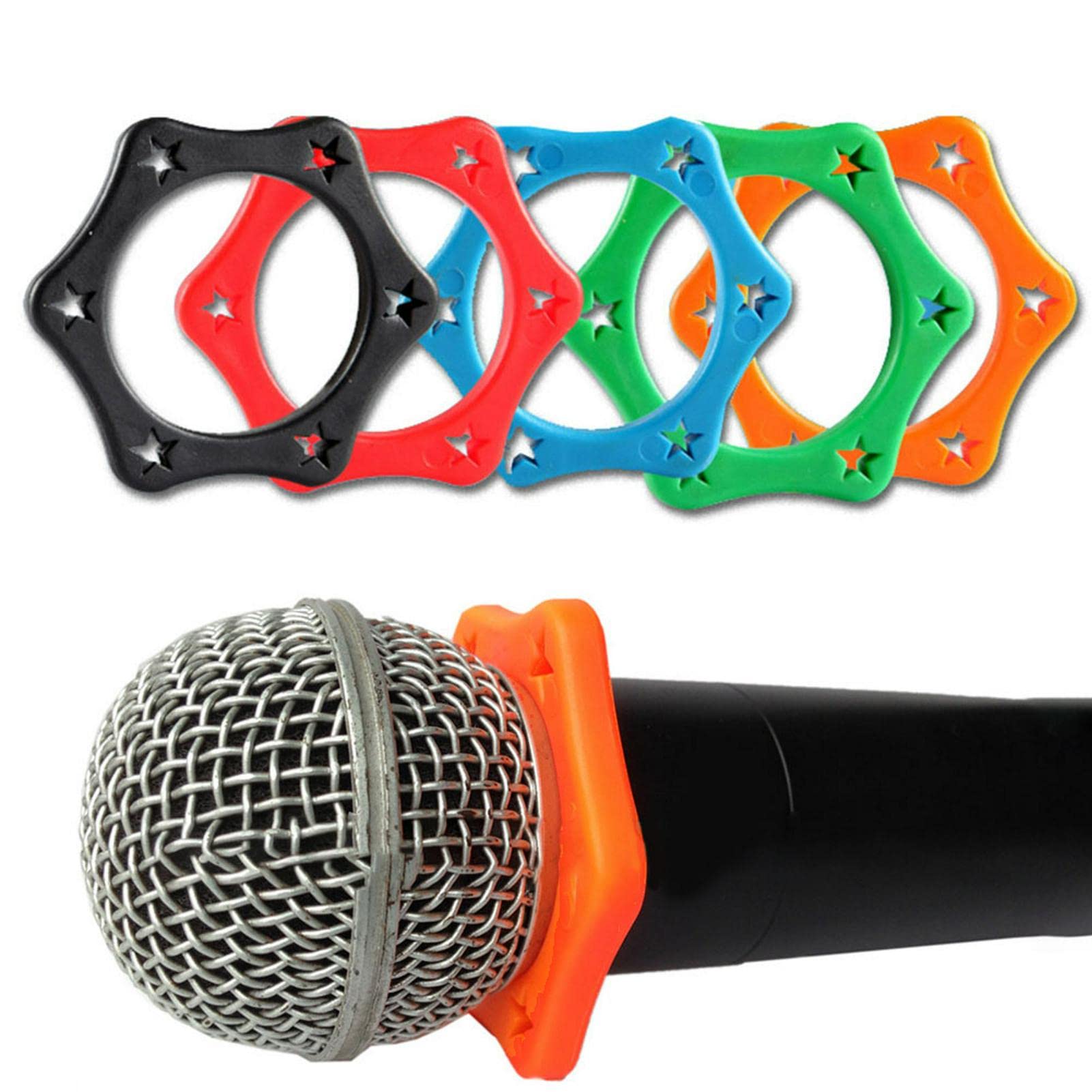 Hexagonal Anti-Roll Protection Ring for Handheld Wireless Microphone with Anti-Slip Sleeve, 10pcs