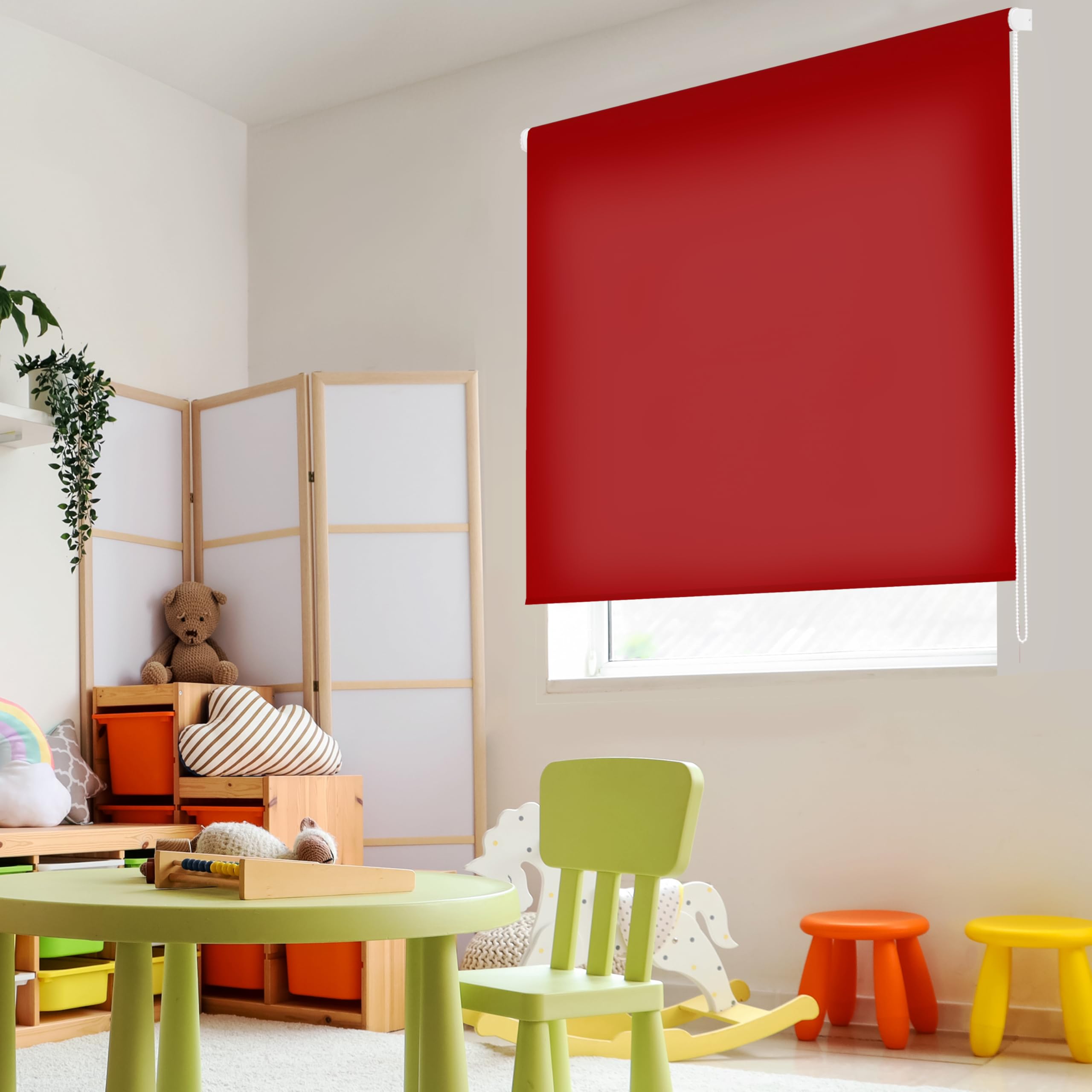 Blindecor Ara - Plain translucent roller blind, burgundy red, 100x175 cm (width x height)