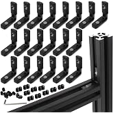 BLCCLOY 20Pcs 2020 Aluminum Extrusion Black Corner Bracket T Slot Inside L Shape Joint Angle Hardware Connector with Screws for 20 Series 20/20 2040 V Slot Extruded Aluminum Profile