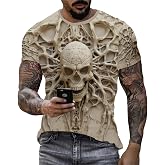 Wifru Graphic Tees Men S-3XL Skull Skeleton Print Personality Short Sleeve T-Shirt Novelty Pattern Vintage Funny Casual Shirt