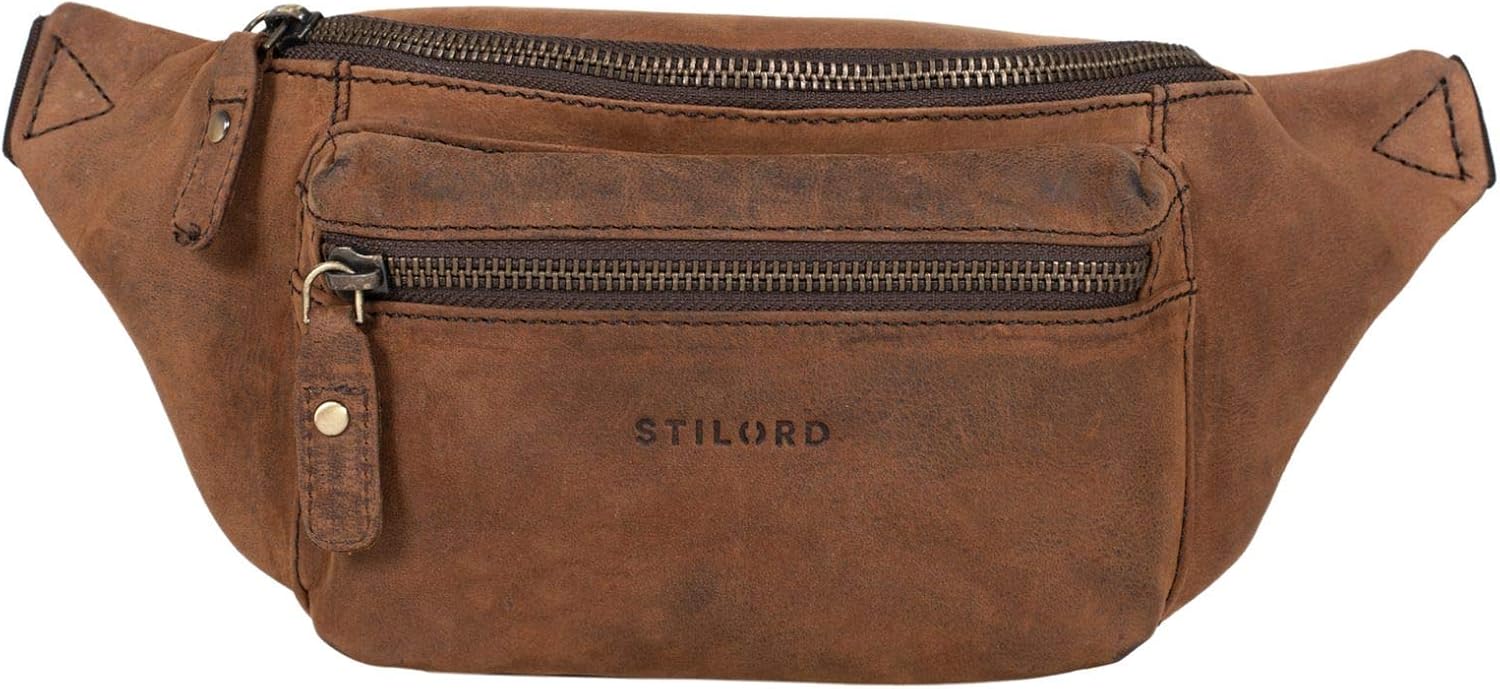 STILORD "Portland" Vintage Bum Bag Leather Vintage Pouch Bag or Cross-Over for Festival Belt Waist Bag Genuine Leather Colour:Sepia - Image 5