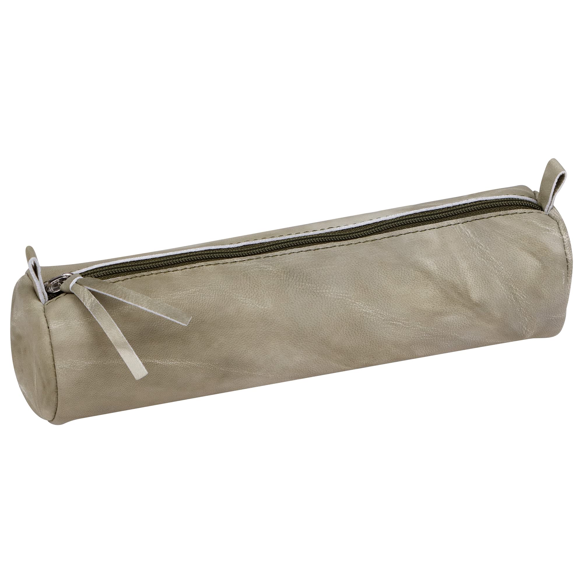 Clairefontaine - Ref 410176C - Tie & Dye Leather Pencil Case - 22 x 5.5cm, Made From Genuine Lambskin Leather, Metal Zip With Leather Puller - Autumnal Green — image 1