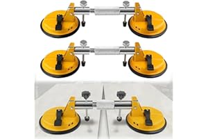 Dual Vacuum Suction Cup Lifter, 120KG Heavy Duty Glass Tile Suction Cup Tool, Professional Countertop Alignment Clamps for Gr