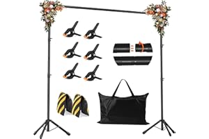 JSungo 10x8.5 FT Backdrop Stand for Parties, Adjustable Photo Backdrop Stand Kit with Carrying Bag, Portable Background Stand Backdrop for Wedding, Photoshoot, and Photo Studio