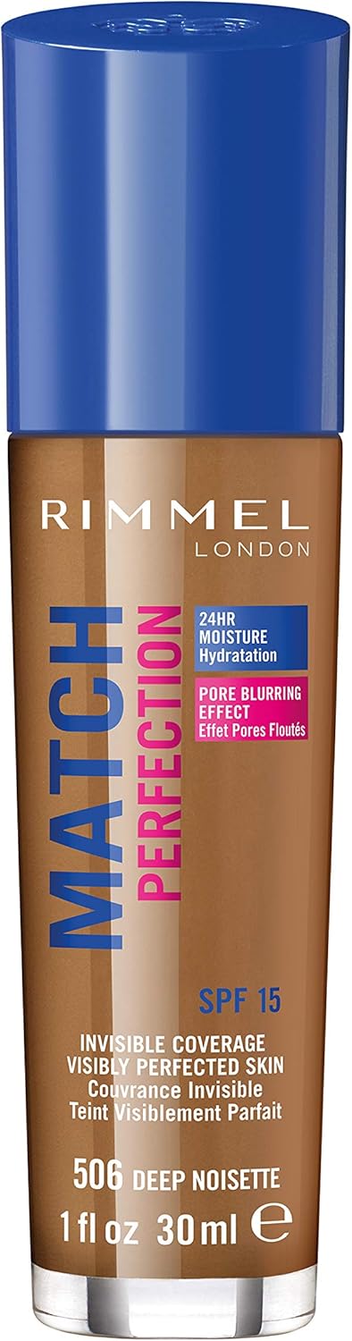Rimmel London Match Perfection Foundation, Spf 20, 506 Deep Noisette, 30 ml (Pack of 1)