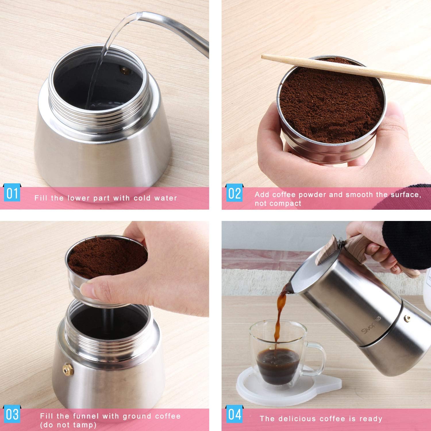 Cafetera Moka Espresso en Acero Inoxidable la Oficina yexteriores Sivaphe Cafetera  Italiana Uso Doméstico Estufas de Gas 6 Tazas 300ml para la Cocina de  inducción Café y té Hogar y cocina futakuchi-hakata.com