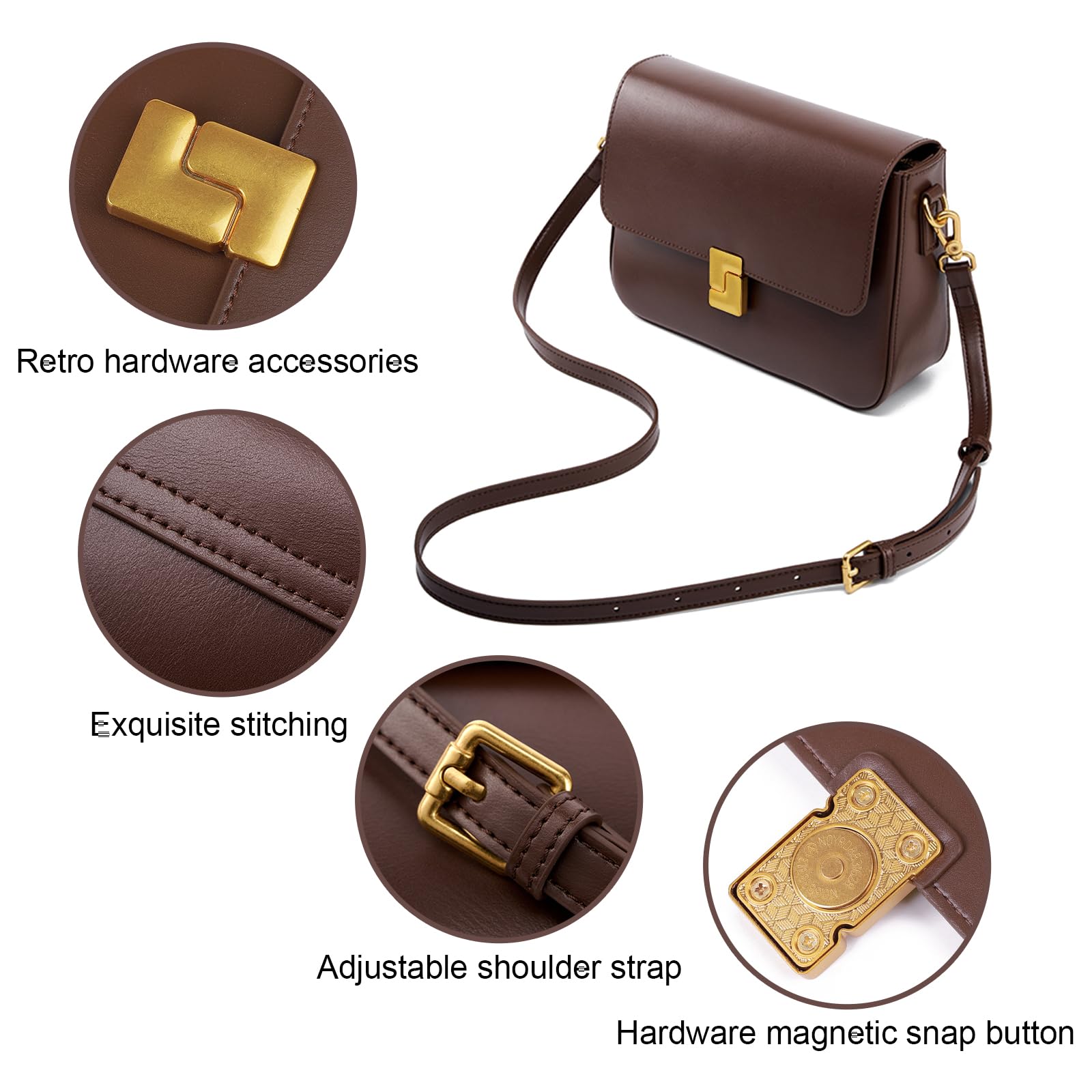 Shoulder Bags for Women, Genuine Leather Crossbody Purses Vintage Handbags-Adjustable Strap Designer Bags