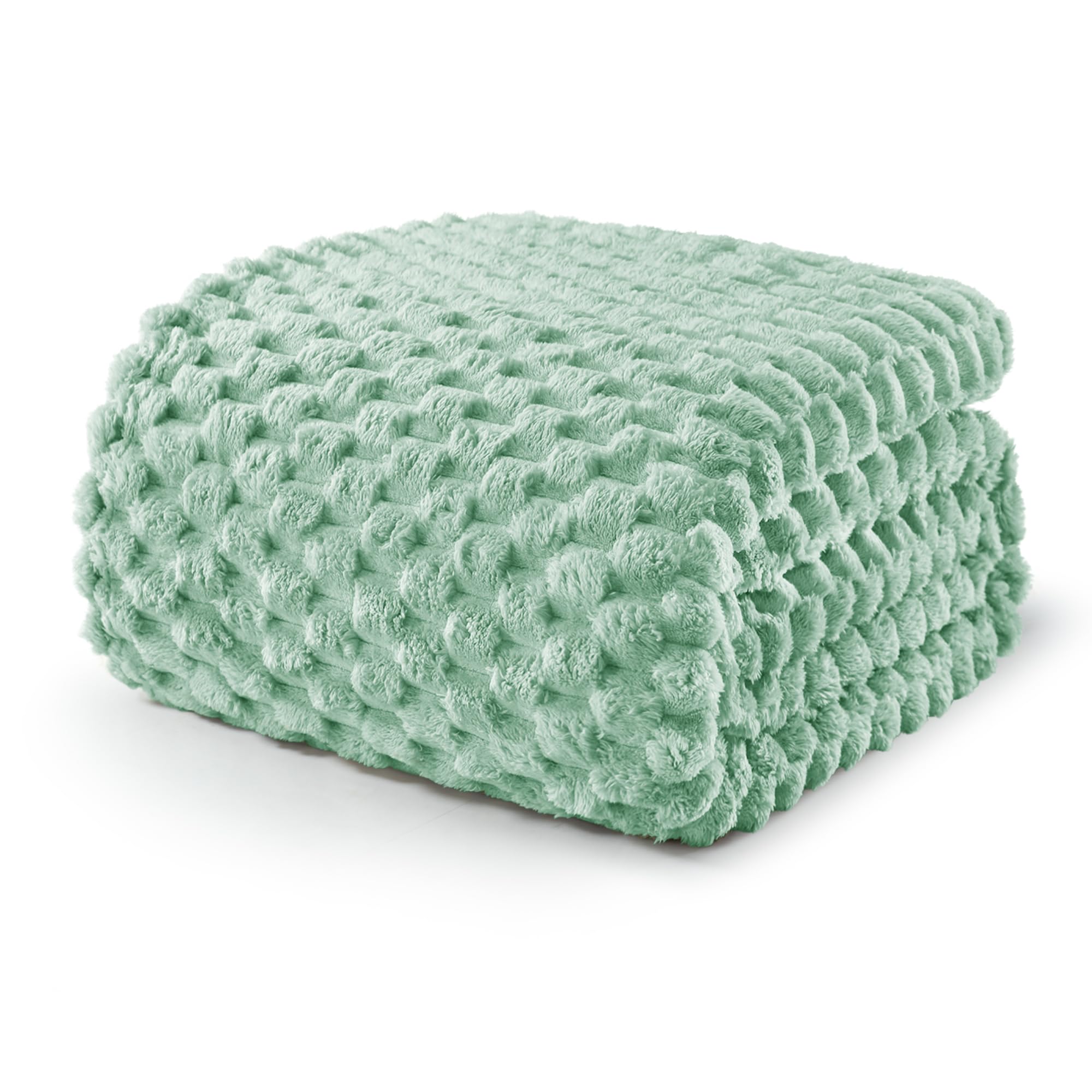 Exclusivo Mezcla King Size Fleece Blanket for Bed, 90x104 Inches Stylish Jacquard Velvet Soft Blanket, Fuzzy Cozy Lightweight for Winter, Sage Green Image