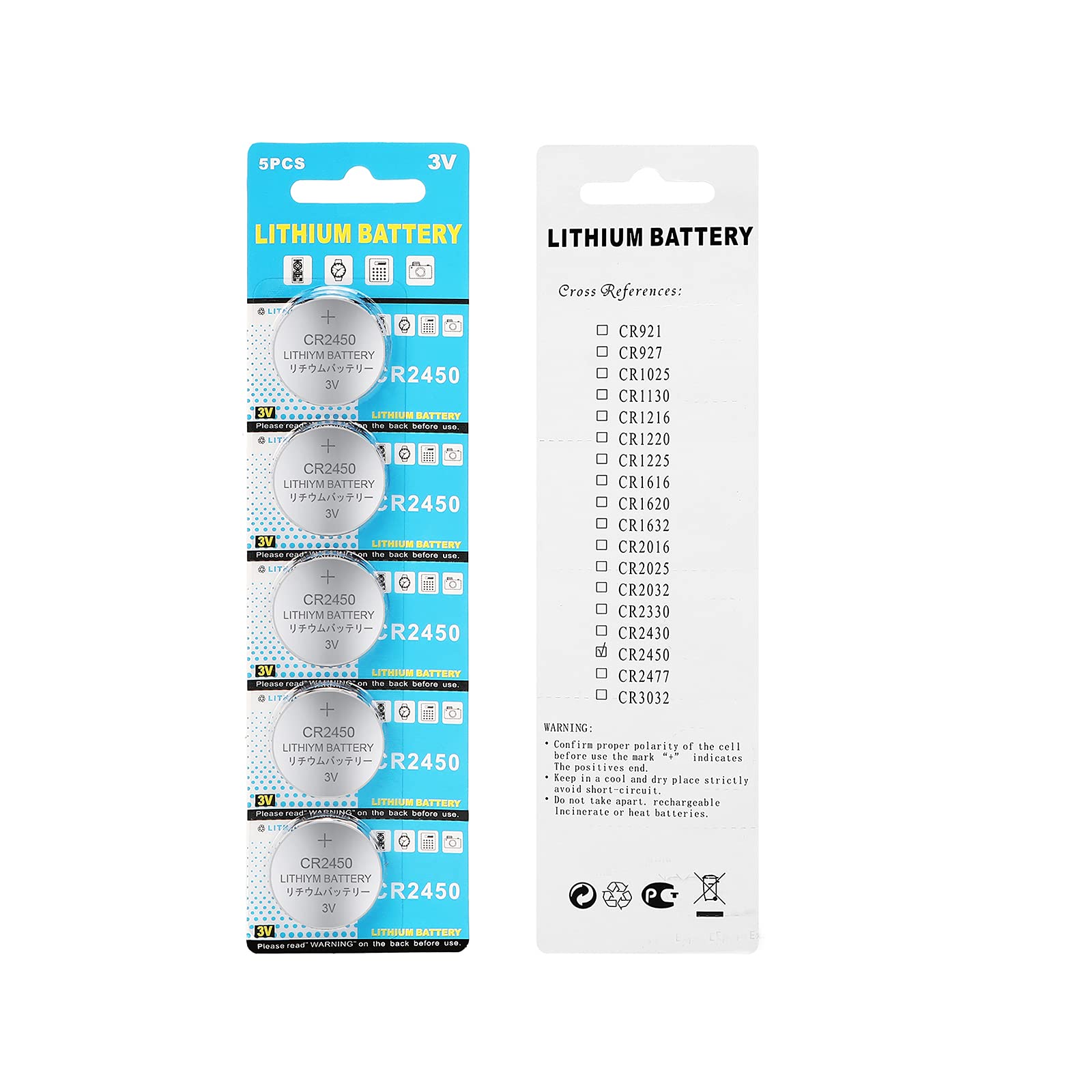 Taysing 50 Pack 3V High Capacity Lithium Button Coin Cell Batteries CR2450 ECR2450 Used in Most Electronic Devices