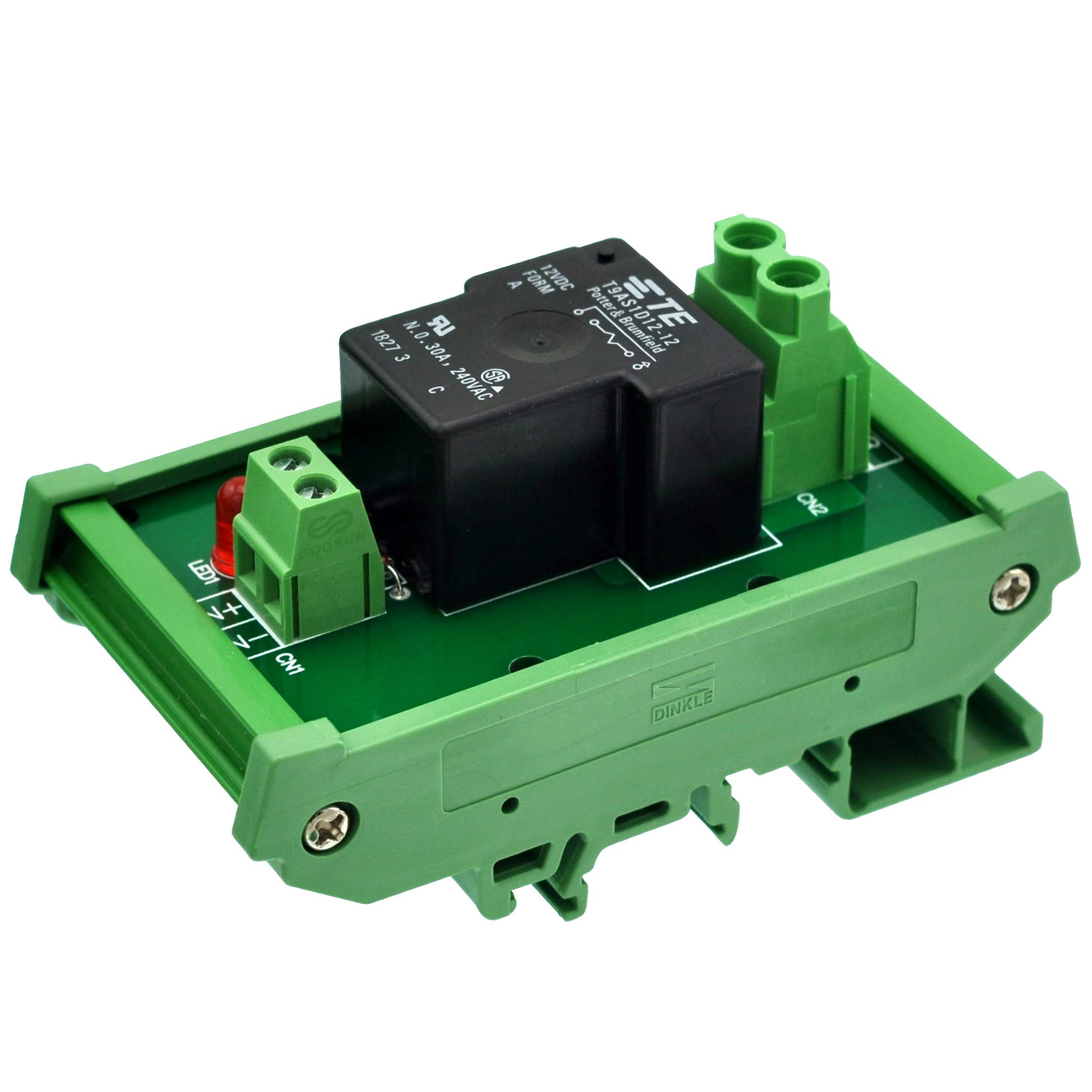 Electronics-Salon DIN Rail Mount Coil 12V Passive 1 Channel SPST-NO 30A 30Amp Power Relay Module.