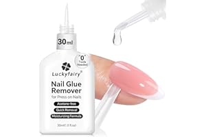Luckyfairy 30ml Nail Glue Remover: Multi-functional Press On Nail Remover, Gentle Non-Acetone Nail Polish Remover for Gel Nails Tips, Quick Easy Removal Glueoff, Not for Gel Polish