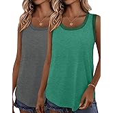 Bliwov 2 Pack Womens Tank Tops Scoop Neck Summer Sleeveless Shirts 2026 Spring Fashion Beach Vacation Loose Workout Clothes