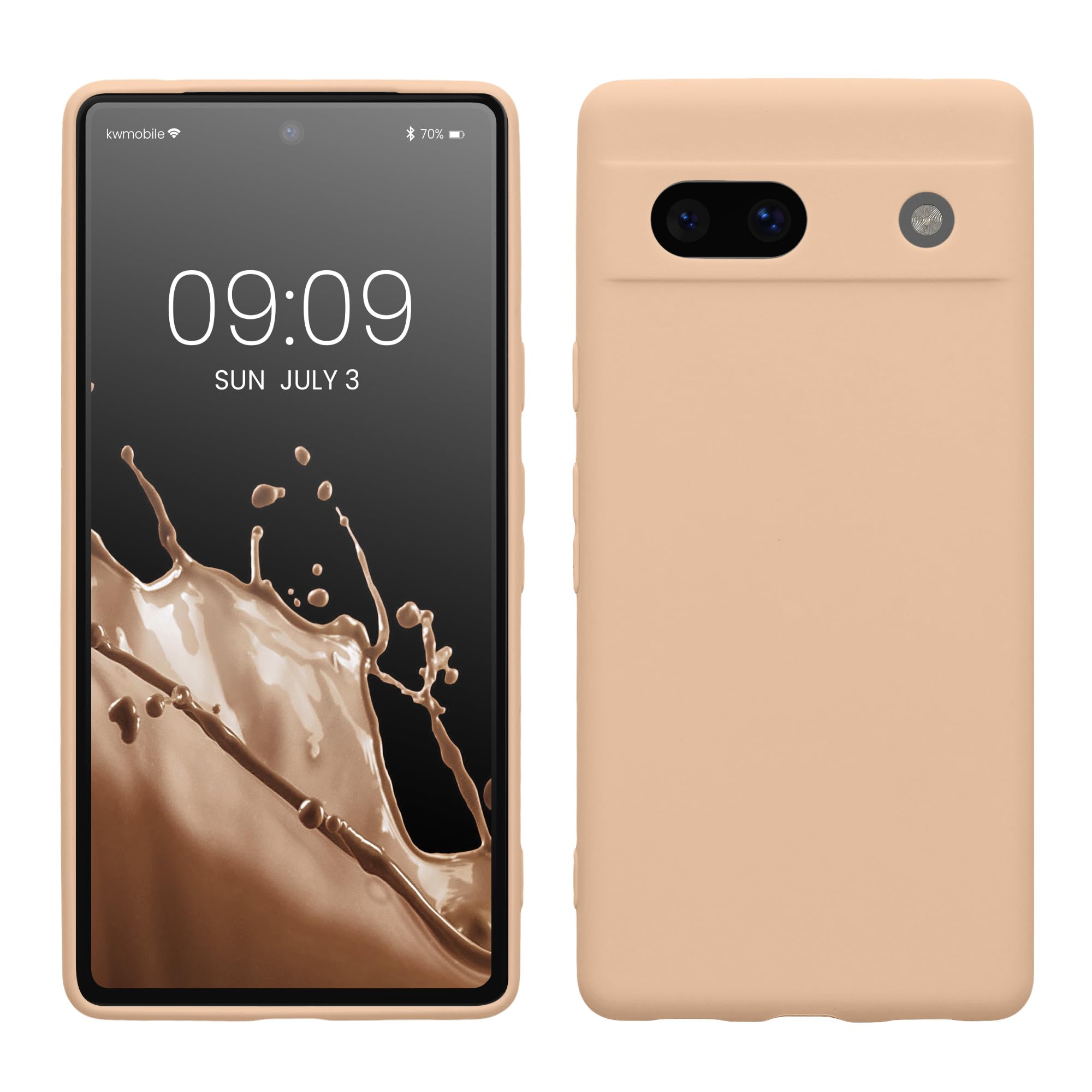 kwmobile Case for Google Pixel 7a Case - Protective Slim TPU Phone Cover - Soft Matte Finish - Pastel Peach — image 1