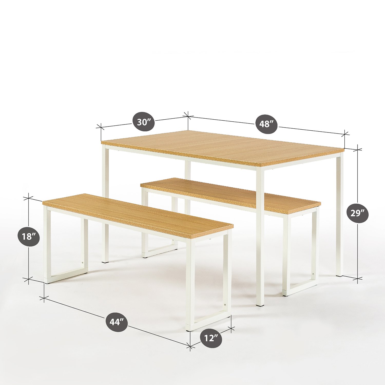 Zinus Louis Modern Studio Collection Soho Dining Table With Two Benches
