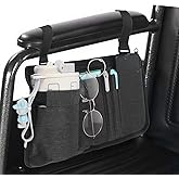 Thinp Wheelchair Side Bag, Wheelchair Armrest Bag Accessories with Cup Holder, Wheelchairs Pouch Side Pocket Storage Bags for Wheelchairs Walker Rollators