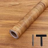 COSNIGHT Wood Grain Contact Paper with Tools, Peel and Stick Wallpaper | Self Adhesive Wall Paper for Countertop Drawer Shelf Liner Cabinet Easy to Clean 15.7In x 118In