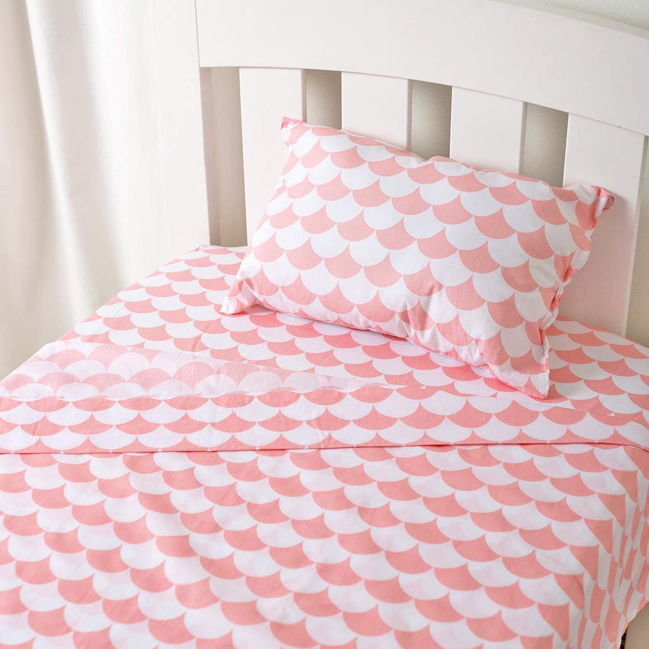 Lolli LivingKayden Toddler Sheet Set (Pillowcase; Flat Sheet; Fitted Sheet) - Pink Scallop