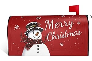 JYKCUL Winter Mailbox Covers Magnetic Standard Size 18 X 21 Christmas Let it Snow Snowman Christmas Mailbox Cover Mailbox Wrap Post Letter Box Cover Decor for Home Outdoor Garden Holiday